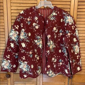 Floral Quilted Jacket - Burgundy